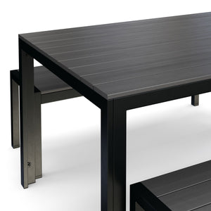 Gartenmöbel Tisch 150 cm + 2 Bänke grau / schwarz