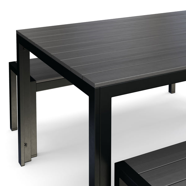 Gartenmöbel Tisch 150 cm + 2 Bänke grau / schwarz
