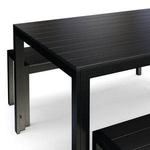Gartenmöbel Tisch 150 cm + 2 Bänke schwarz