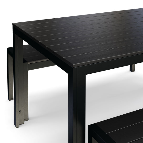 Gartenmöbel Tisch 150 cm + 2 Bänke schwarz