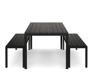 Gartenmöbel Tisch 150 cm + 2 Bänke schwarz