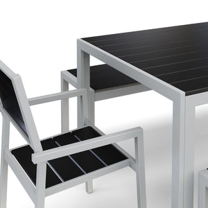 Tisch 180 cm + 2 Stühle + 2 Bänke, anthrazit