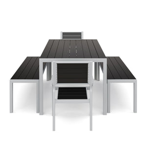 Tisch 180 cm + 2 Stühle + 2 Bänke, anthrazit