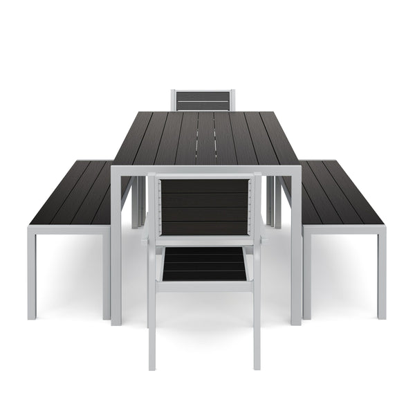Tisch 180 cm + 2 Stühle + 2 Bänke, anthrazit