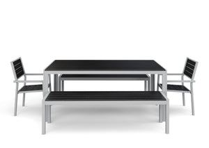 Tisch 180 cm + 2 Stühle + 2 Bänke, anthrazit