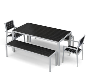 Tisch 180 cm + 2 Stühle + 2 Bänke, anthrazit