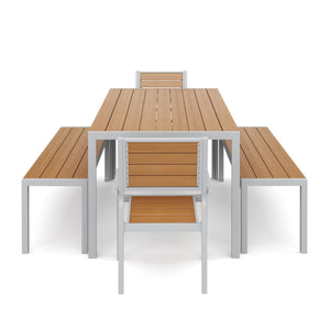 Tisch 180 cm + 2 Stühle + 2 Bänke, braun