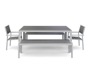 Tisch 180 cm + 2 Stühle + 2 Bänke, grau