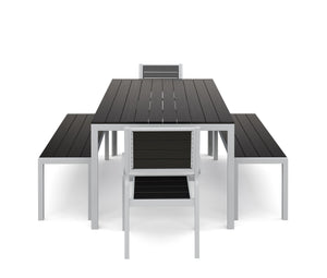 Tisch 200 cm + 2 Stühle + 2 Bänke, anthrazit