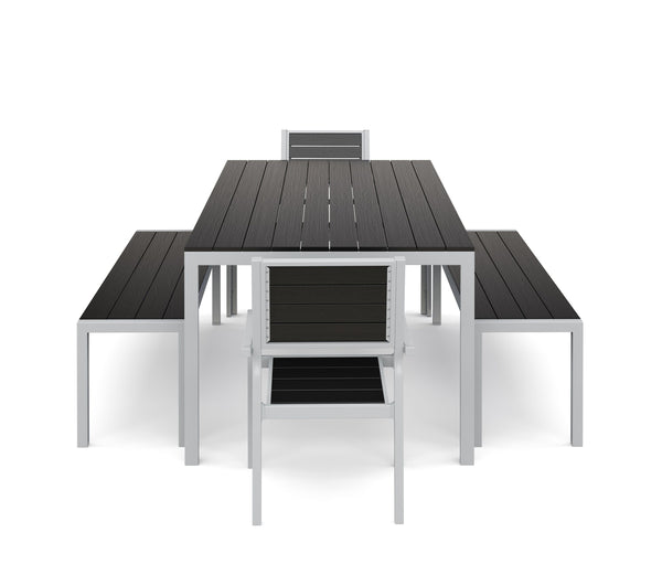 Tisch 200 cm + 2 Stühle + 2 Bänke, anthrazit