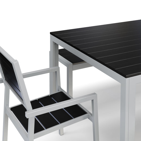 Tisch 200 cm + 2 Stühle + 2 Bänke, anthrazit