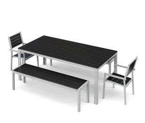 Tisch 200 cm + 2 Stühle + 2 Bänke, anthrazit