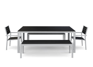 Tisch 200 cm + 2 Stühle + 2 Bänke, anthrazit