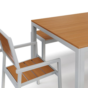 Tisch 200 cm + 2 Stühle + 2 Bänke, braun