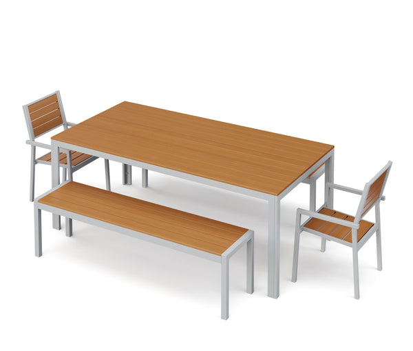 Tisch 200 cm + 2 Stühle + 2 Bänke, braun