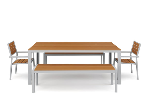 Tisch 200 cm + 2 Stühle + 2 Bänke, braun