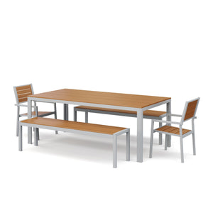Tisch 200 cm + 2 Stühle + 2 Bänke, braun