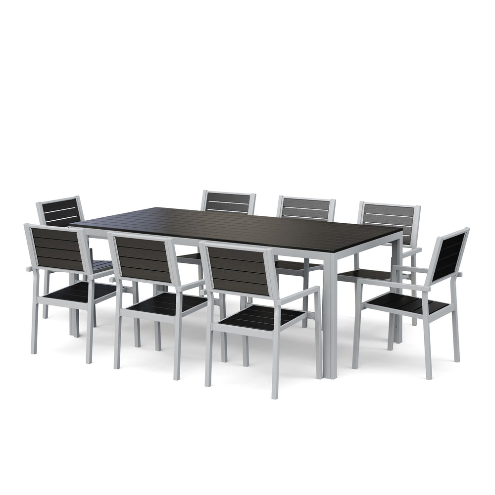 Table 200 cm + 8 chairs, anthracite