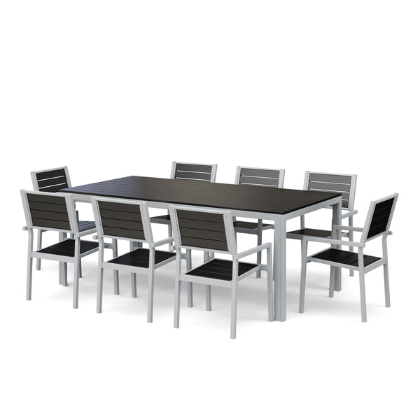 Table 200 cm + 8 chairs, anthracite