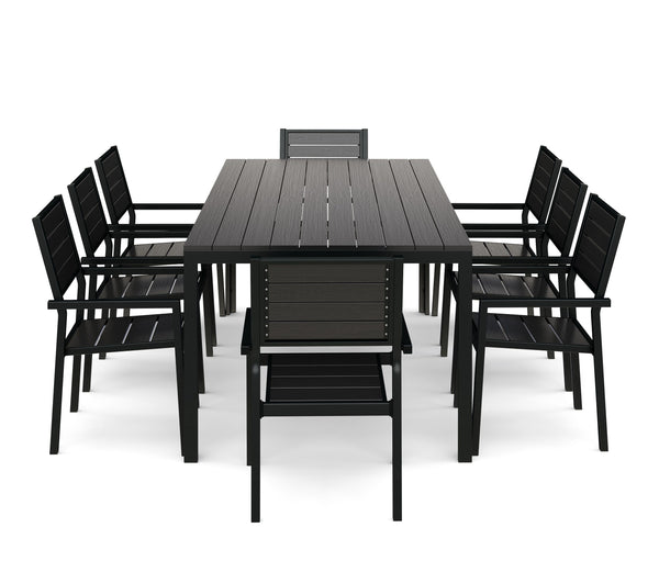 Gartenmöbel Tisch 200 cm + 8 Stühle schwarz