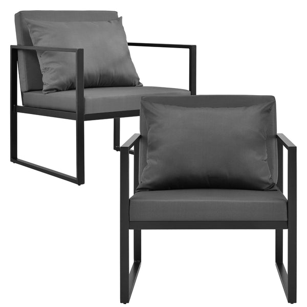 2er-Set Gartenstuhl Lerum 70x60x60 cm Schwarz