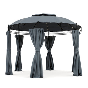 Gartenpavillon LED rund grau