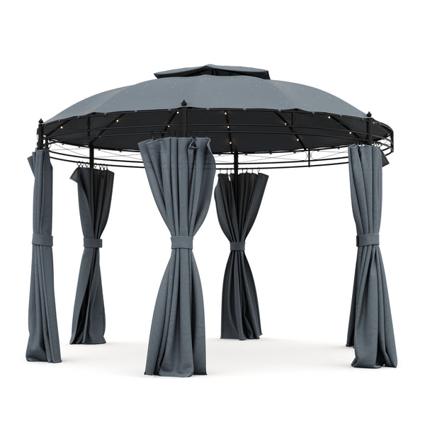 Gartenpavillon LED rund grau