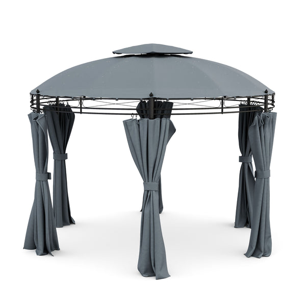 Gartenpavillon LED rund grau