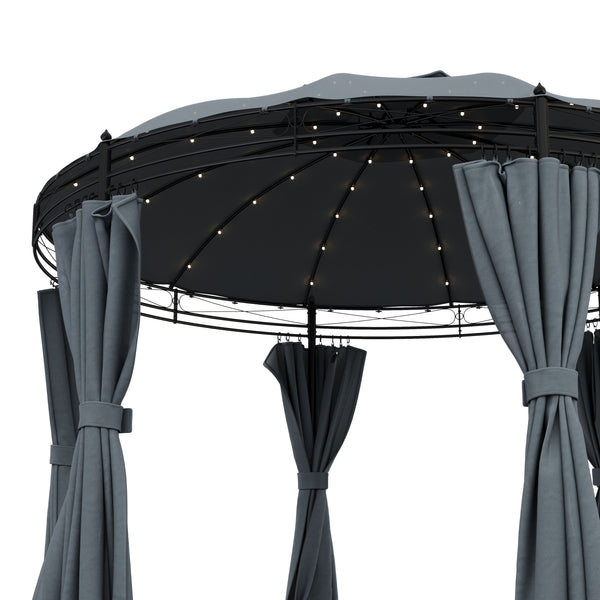 Gartenpavillon LED rund grau