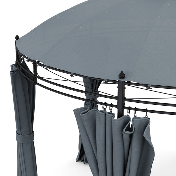 Gartenpavillon LED rund grau