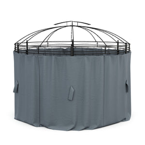 Seitenwände für Gartenpavillon LED rund grau 6 Stk.