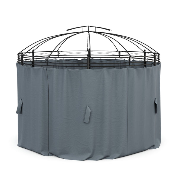 Seitenwände für Gartenpavillon LED rund grau 6 Stk.