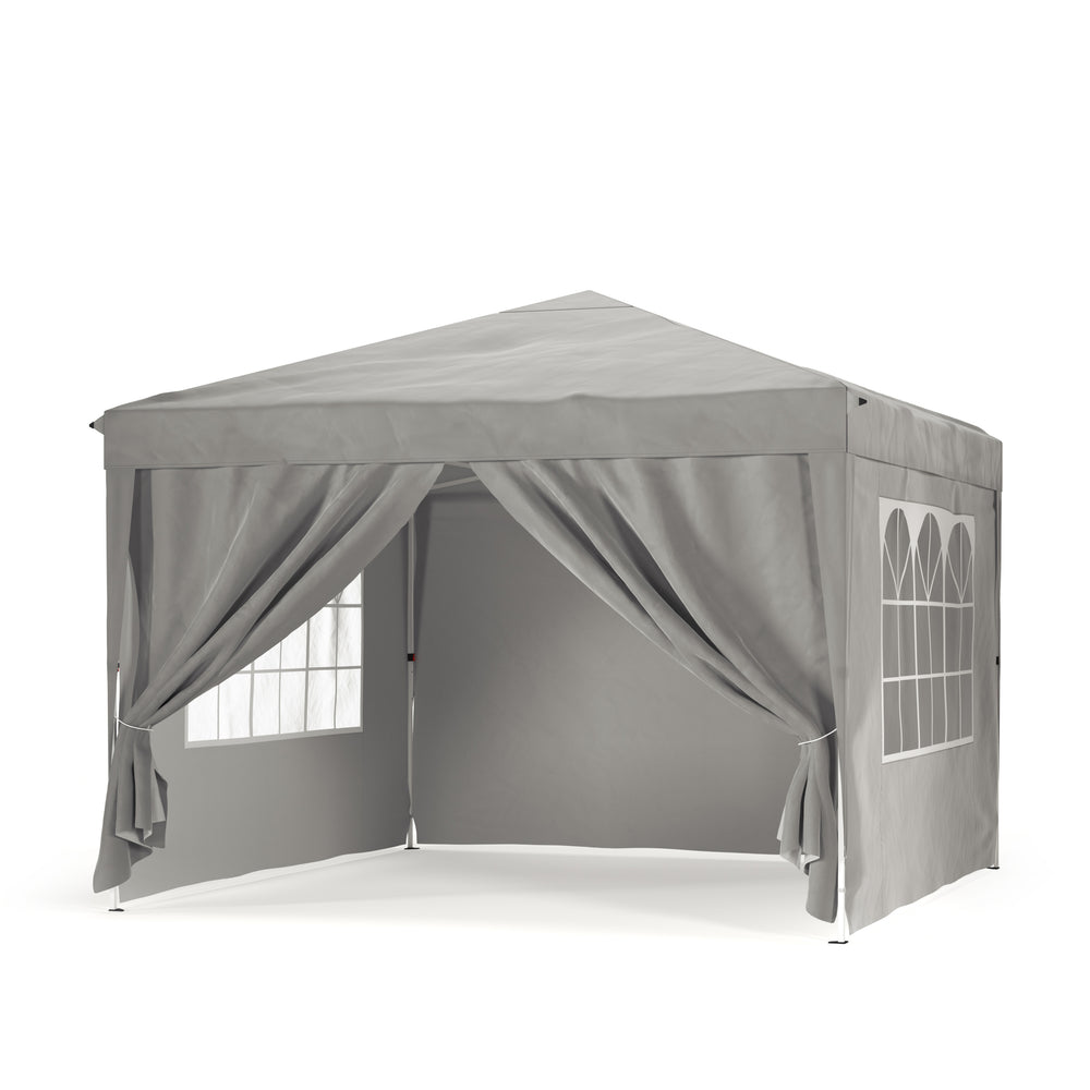 Pavillon Partyzelt 3 x 3 m grau inkl. 4 Seitenwände