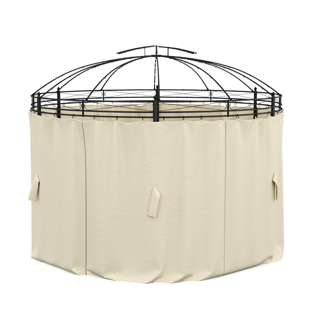 Seitenwände für Gartenpavillon LED rund beige 6 Stk.