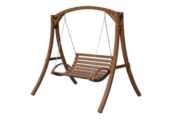 Hängeschaukel mit Gestell aus Holz