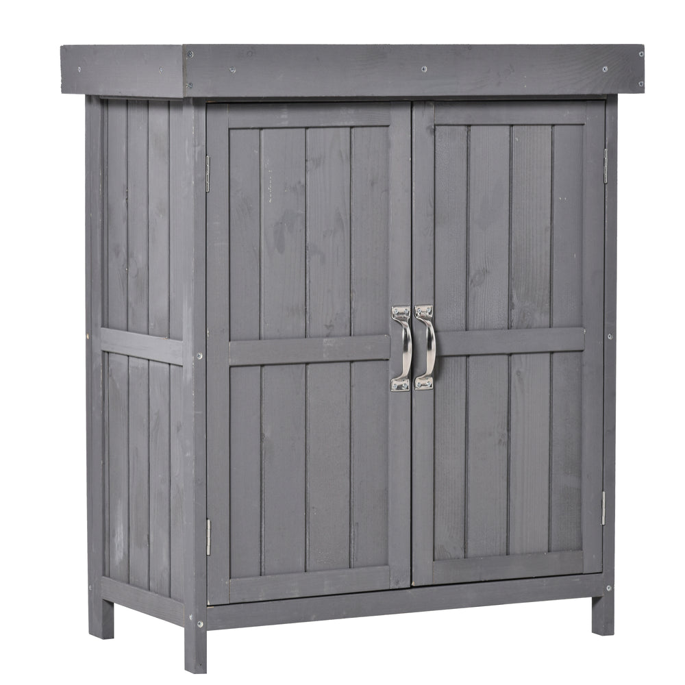 Casetta da giardino con doppie porte, casetta per attrezzi con 2 scomparti, 74x43x88cm