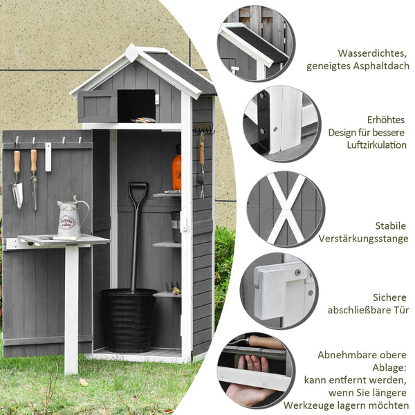 Gartenschrank Holz Gerätehaus mit Tür 78x52.5x182cm