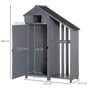 Gartenschrank Holz Geräteschuppen 129x51.5x180cm Gerätehaus