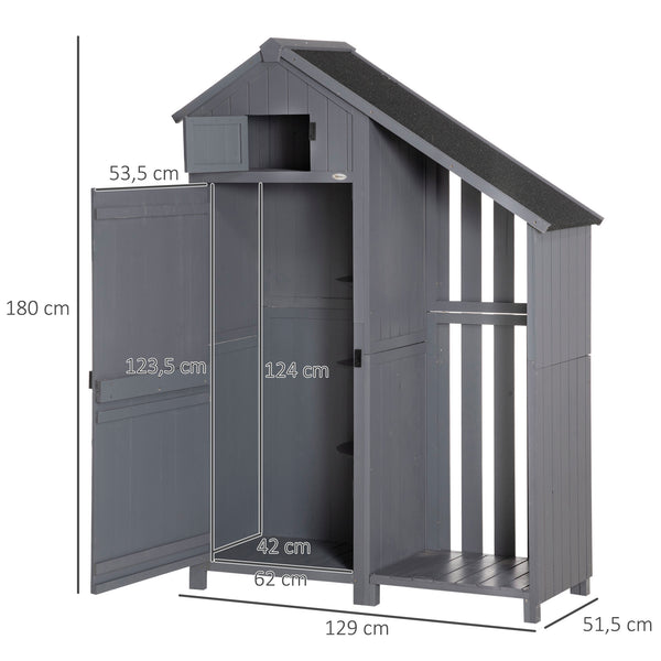 Gartenschrank Holz Geräteschuppen 129x51.5x180cm Gerätehaus