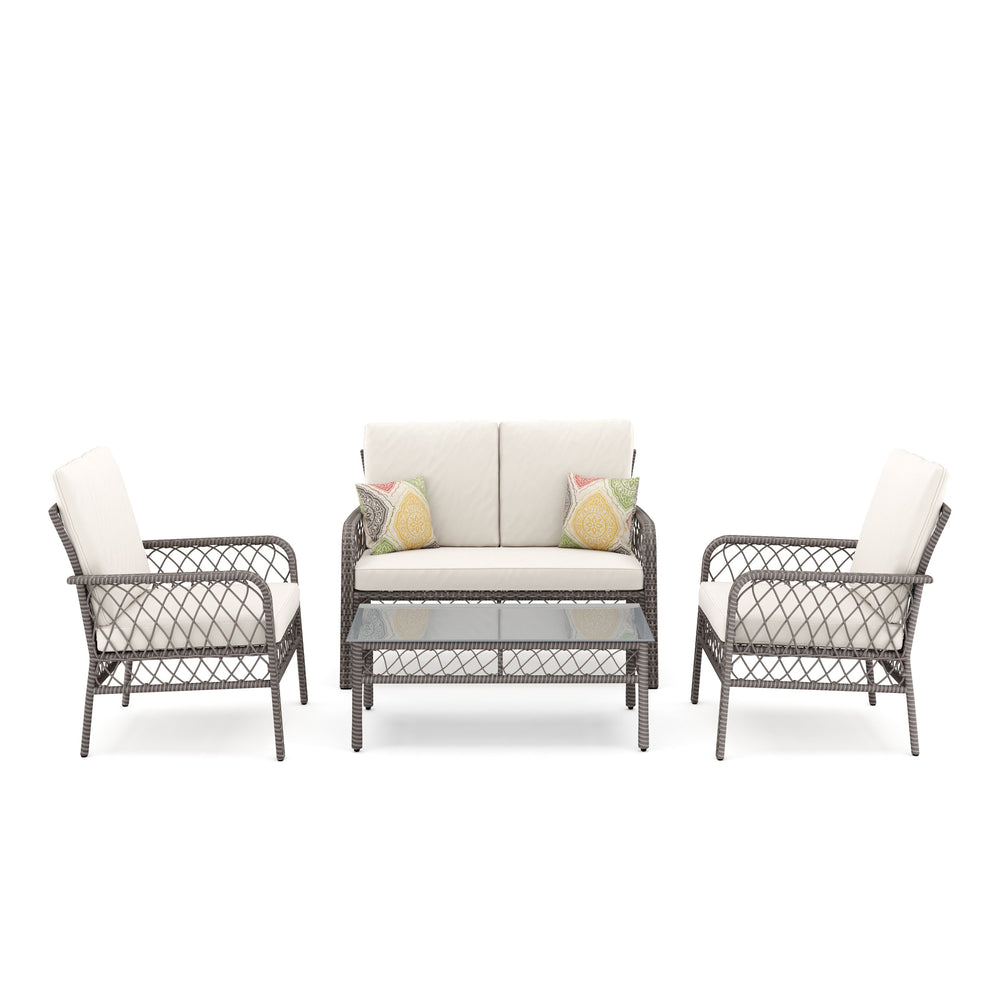 Salon de jardin en rotin beige ARIMBA