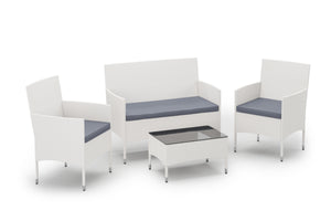 Gartenset Rattan MALIA weiss/grau