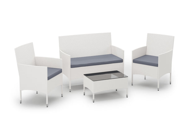 Gartenset Rattan MALIA weiss/grau