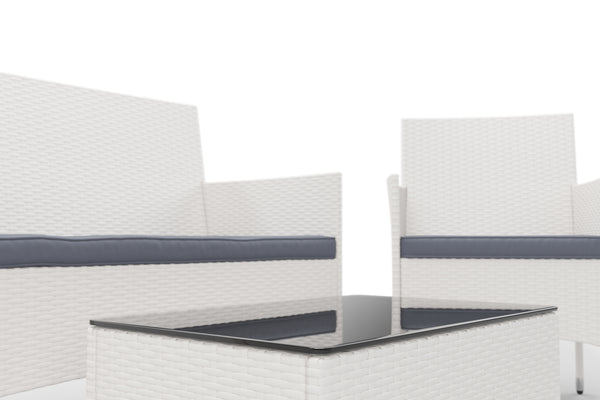 Gartenset Rattan MALIA weiss/grau
