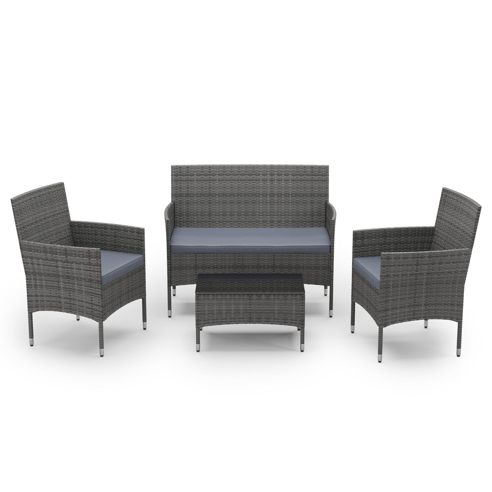 Ensemble de jardin en rotin MALIA, gris/anthracite
