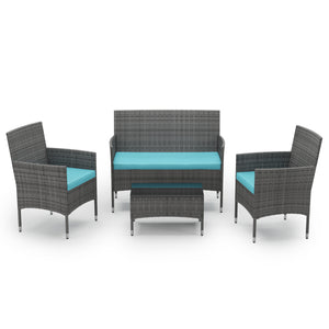 Gartenset Rattan MALIA grau/türkis