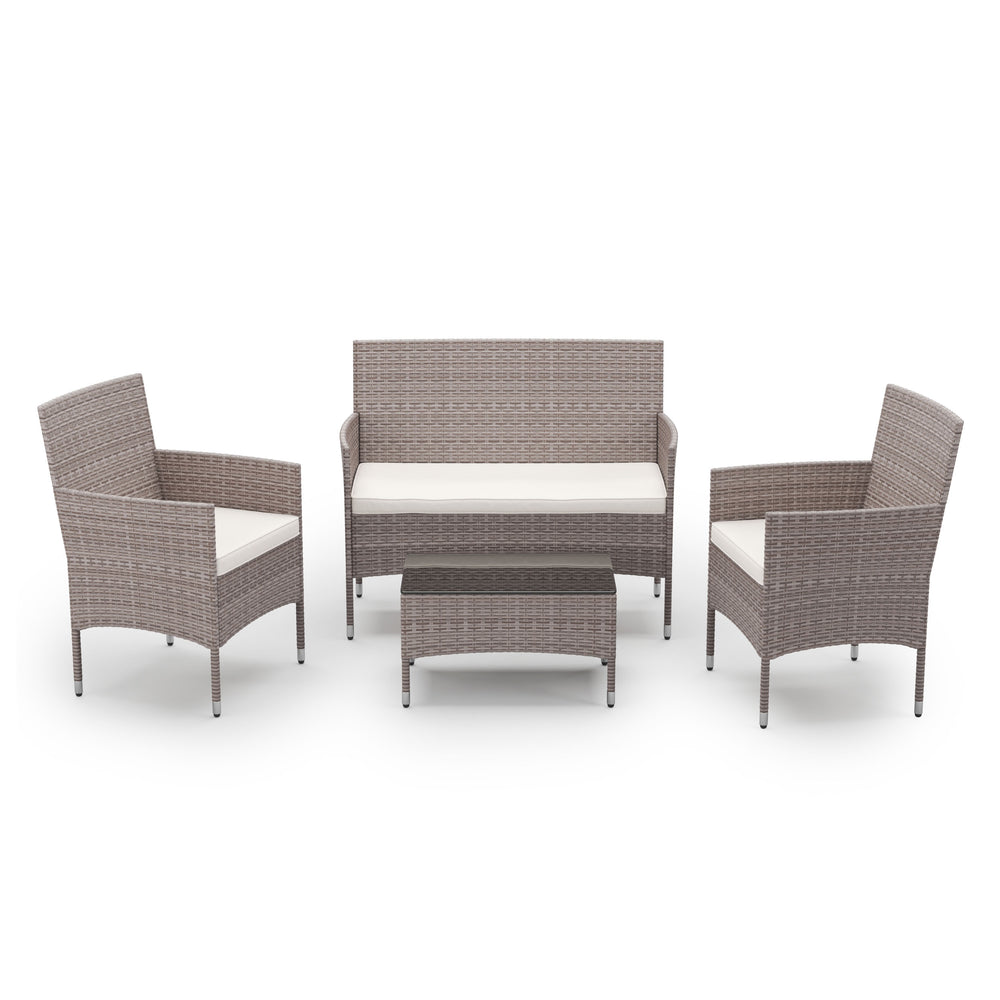 Ensemble de jardin en rotin MALIA, marron clair/blanc