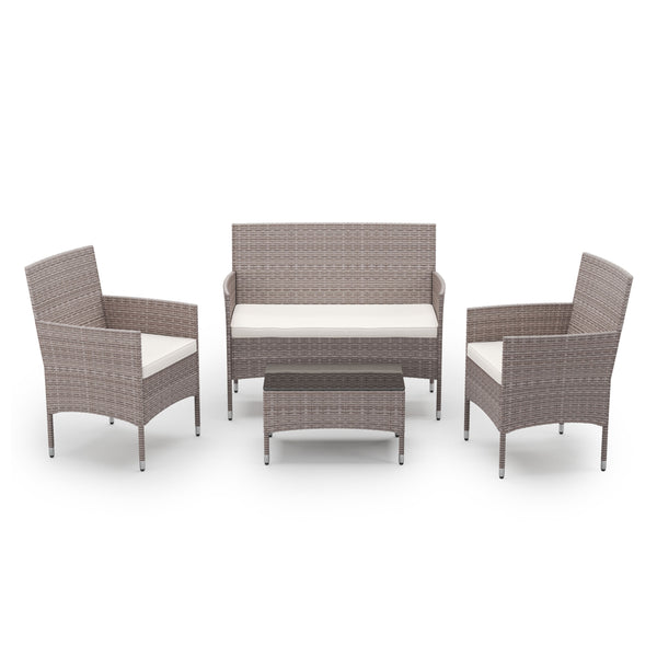 Gartenset Rattan MALIA hellbraun/weiss