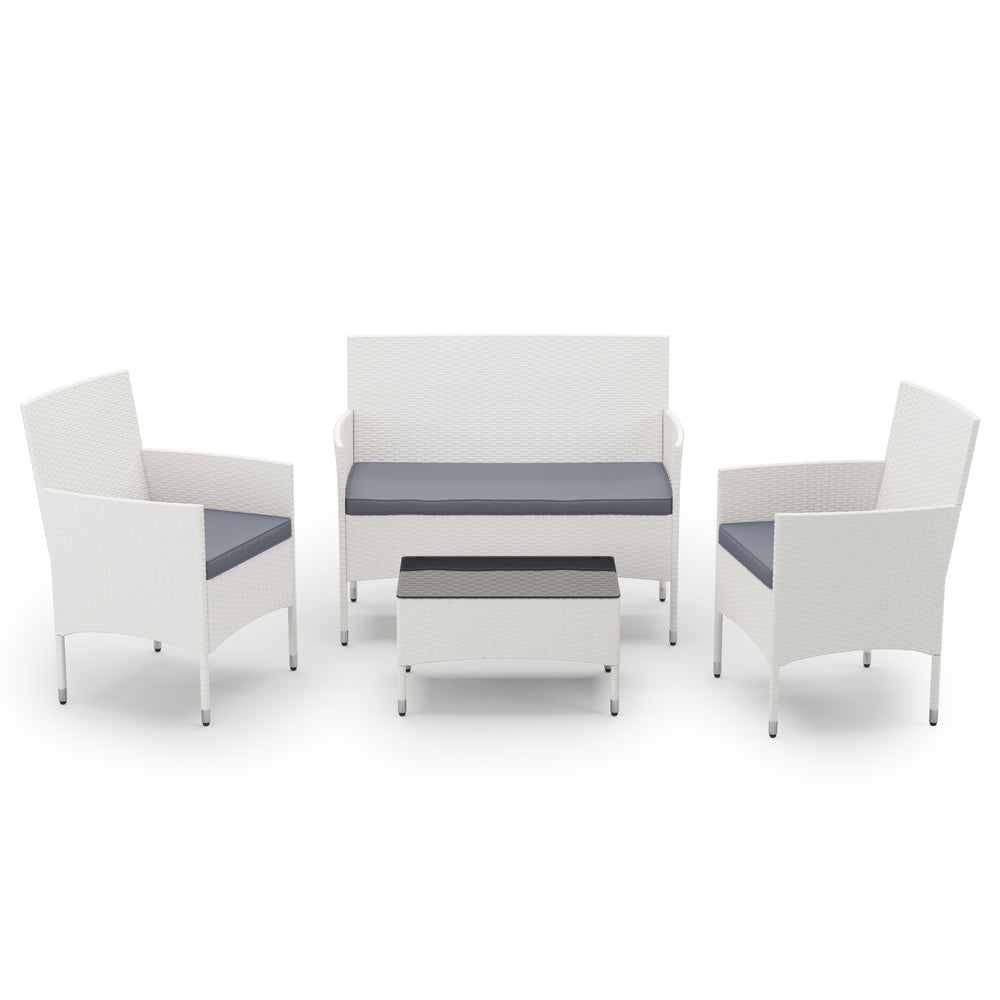 Ensemble de jardin en rotin MALIA blanc/gris