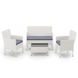 Gartenset Rattan MALIA weiss/grau