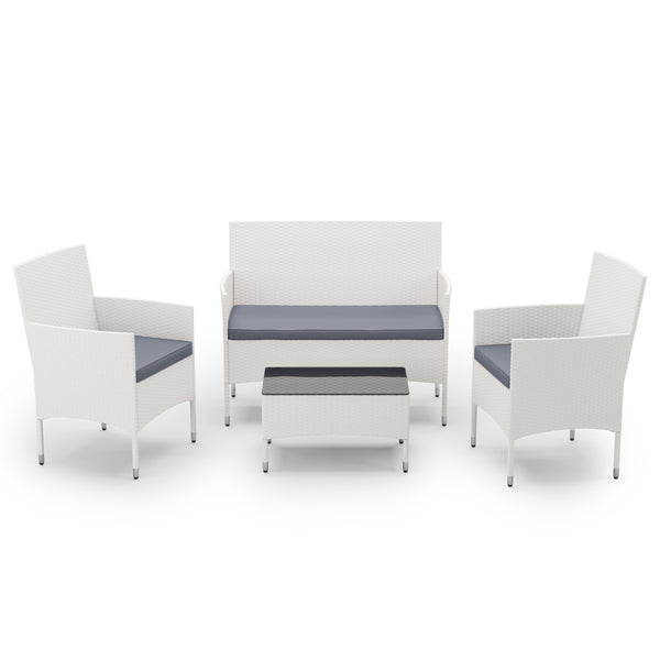 Gartenset Rattan MALIA weiss/grau